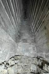 Detail of the massive corbel-vaulted ceiling of the main burial chamber